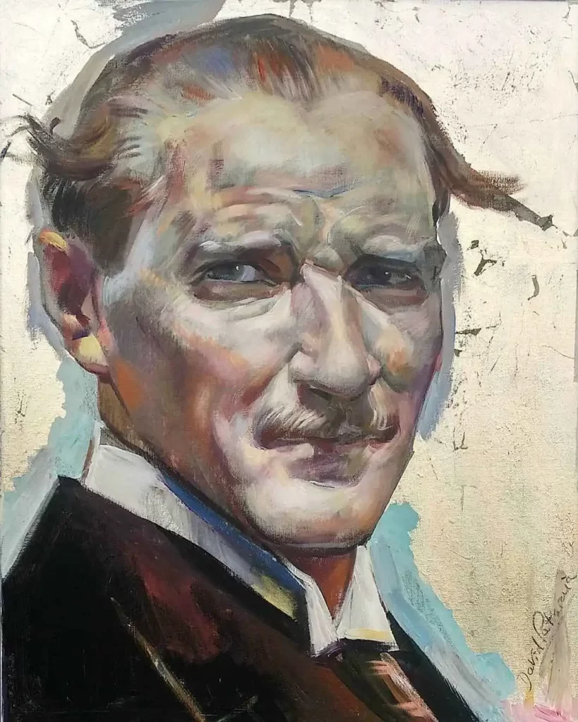 Portret Mustafa Kemala Atatürk | 2019 |akryl-płótno 100x80 | Portrety | David Pataraia